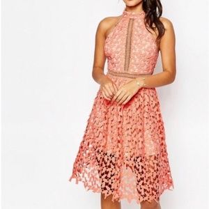 ASOS Love Triangle Peach Lace Overlay Dress